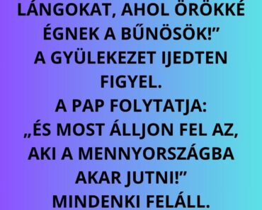 Egy pap prédikál a templomban a pokolról: