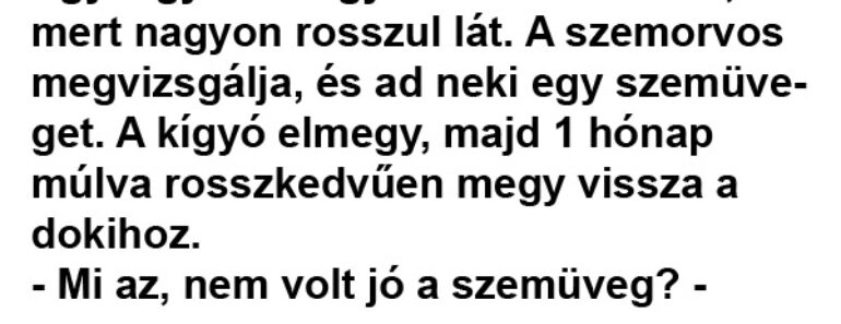 Egy kígyó elmegy a szemorvoshoz